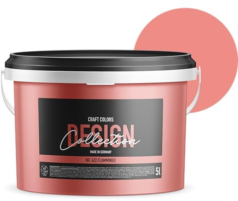 Craft Colors® 5L hochwertige Wandfarbe edelmatt, Kreidefarbe made in Germany, DESIGN Collection No. 422 Flamingo Koralle