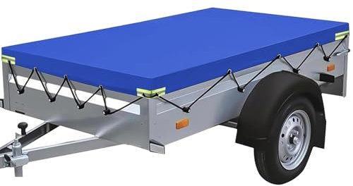 Anhänger Plane 220 x 120 cm, Anhängerplane Flachplane, Autoanhänger Abdeckplane, Verstärktes 420D PVC Material - PKW Hänger 750 kg