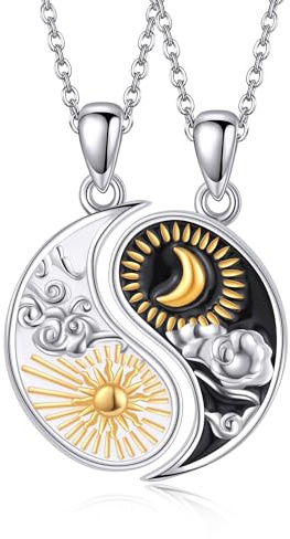 CUPENDA Passende Paar Halskette S925 Sterling Silber Yin Yang Paar Halskette Passende Paare Valentinstag Schmuck Geschenke für Frauen Männer