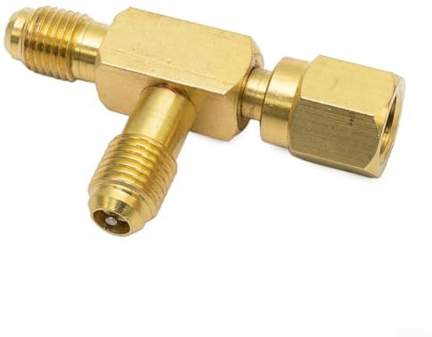 Sumsoctober Adaptateur en T SAE 1/4 avec filetage femelle pour manomètres à vide et micromètres, connecteur de branche en forme de T, réducteur de pression intégré