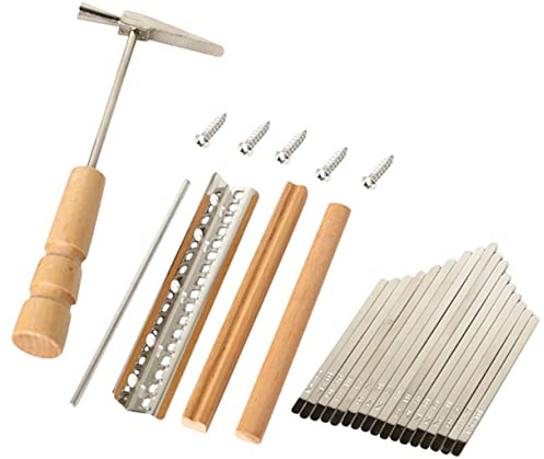 Kalimba Zubehör Ersatzteilset, mit 17 Tasten Selbstgemacht | Holz und Metall, 1 Satz mit Steg, Sattel, Schrauben und Stimmhammer