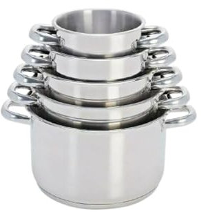 Set pentole 5pz induzione batteria casseruole inox triplo fondo 12 a 20 cm