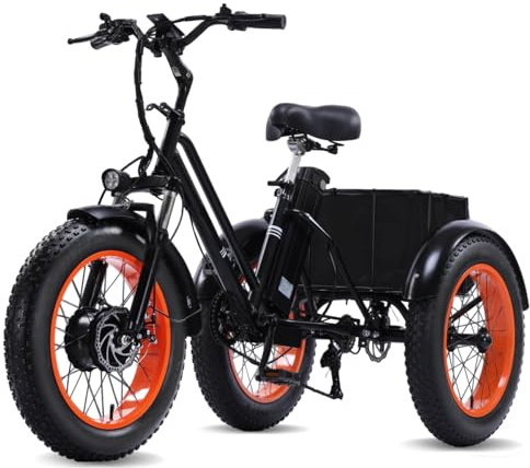 Electric Tricycle for Adults & Seniors, Folding 3 Wheel Electric Bike,Black