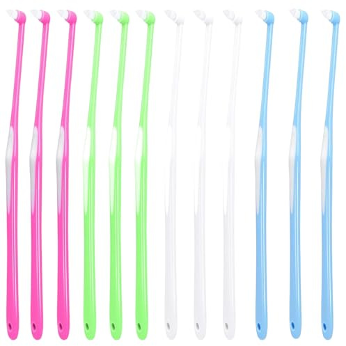 HoAhaMay 12 Pièces Brossettes Interdentaire, Brosse à Dents à Bout Conique en Touffe Effilé, Brosse à Dents Orthodontique, pour Implants Dentaires, Appareils Dentaires et Soins de Nettoyage des Dents