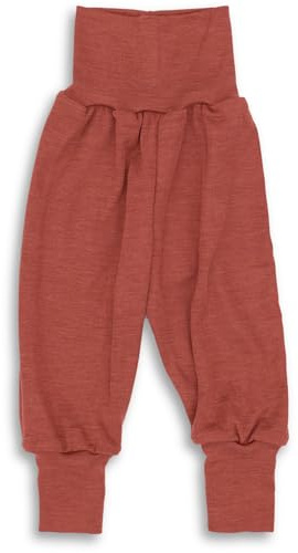 Engel Baby-Hose Lang mit Nabelbund & Mulltuch Blaubaer | Wolle Seide Pumphose flauschig und hautfreundlich | Merino Schurwolle kbT mulesing-free | natürlich und temperaturregulierend Winter & Sommer