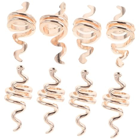 Veemoon 10 piezas Accesorios para Trenzas Vintage Rosa Dorado Joyas para Cabello Unisex con Diseño de Serpiente Adornos Portátiles para Peinados y Dreadlocks