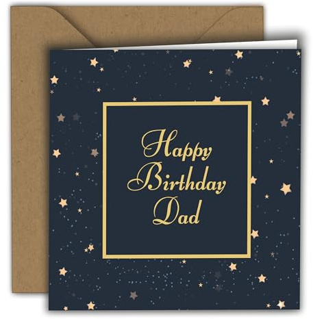 Birthday Card Heavenly Starry Night – Happy Birthday Dad | Folded Card (15x15 cm) – with Kraft Envelope – Blank Inside