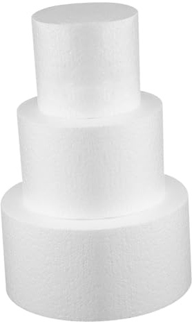 Housoutil Dummy Cake per Wedding e Birthday, 3 Pezzi, Torta Finta Rotonda | Schiuma Bianco, Riutilizzabili e Facili da Trasportare, Cake Base per Decorazione per Torte