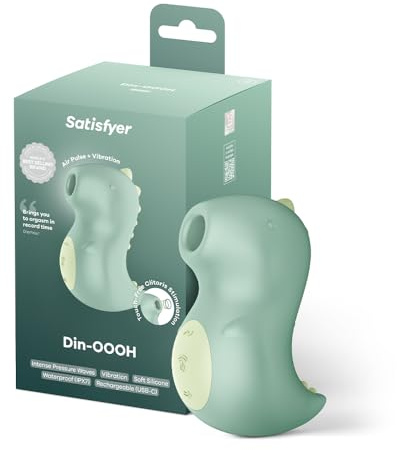 Satisfyer Din-OOOH, vibratore a onde di pressione | 2 motori | stimolatore clitorideo a forma di dinosauro | onde di pressione e vibrazioni | impermeabile (IPX7) | silicone | sex toy per donna