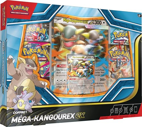 Pokémon : Mega-Kangourex-ex Box (1 Briljant kampanjkort, 1 stort linsformat kampanjkort och 4 booster) från TCG Pokémon