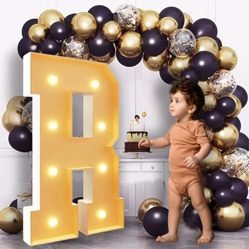 Lettres de chapiteau de 0,7 m de haut - Grandes lettres lumineuses - Décorations de fête prénatale - Mariage - Fiançailles - Décorations de fête - Toile de fond en carton R