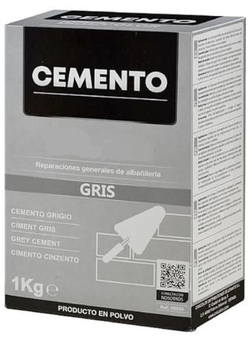 YIJIA | Cemento Gris en polvo, Preparado de cemento, Indicado para colocación y encolado de agujeros, Alta Adherencia, Uso interior y exterior, Formato 1 Kg, Color Gris