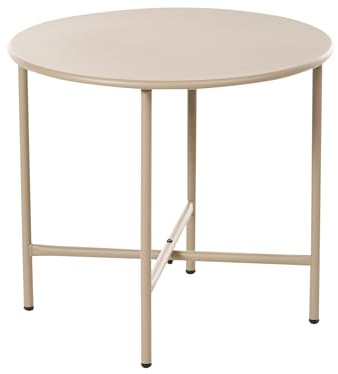 Beliani Moderner Outdoor-Bistrotisch mit pulverbeschichtetem Rundtisch aus verzinktem Stahl beige Ovar