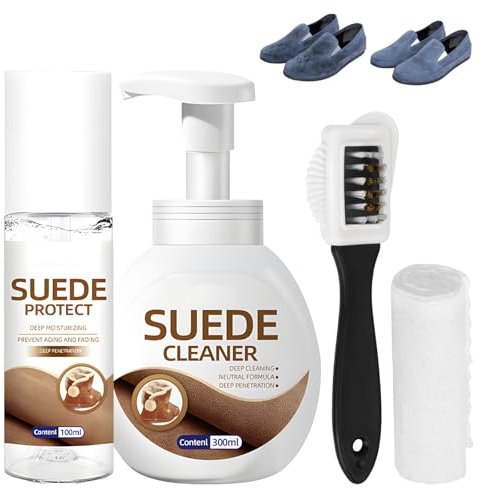 llikknve Suede Cleaner,Trainer Cleaner, Including Shoe Cleaning Kit, Suede Protector, Towel and Shoe Brush, Gentle Cleaning for Canvas, Nubuck, Leather, Sneaker, Jackets, Handbags