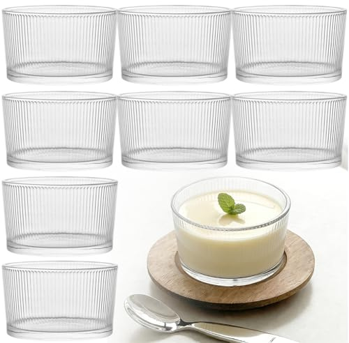 FARYODI Set med 8 200 ml genomskinliga efterrättsglas set, små glasskålar, glasskoppar för efterrätt, för Tiramisu, Panna Cotta, glass, pudding, yoghurtflingor, sylt och godis