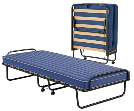 Paluplus Brandina Pieghevole con Materasso Sigolo, Misura 80x200x39 cm, Letto con Struttura Tubolare, Materasso alto 10cm, 4 Ruote Girevoli, 15 Doghe Flessibili, Made in Italy -Inclusa Copertura-C -17