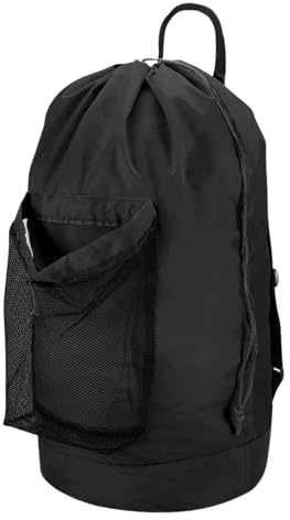 de mochila para lavandería: saco de transporte de ropa grande, soporte suave para correa de hombro, cesto de tela plegable | Armario de viaje, baño, dormitorio, solución de almacenamiento para C