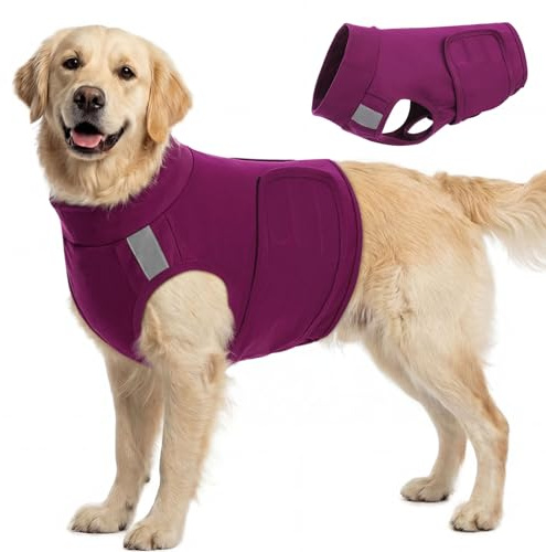 KOESON Reflective Dog Anxiety Vest, Adjustable & Breathable Thunder Jacket for Dogs, Lightweight & Soft Calming Vest for Dogs, Stress Relief Dog Compression Shirt for Thunder, Fireworks, Separation