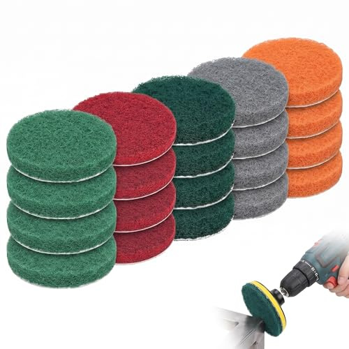 20 Pezzi Dischi Abrasivi 3 Pollici (75mm), Spugne Abrasive per Pulizia e Lucidatura Industriale, Compatibile con Spazzola Elettrica, Kit 5 Grane 180-2000 per Metallo, Legno e Casa