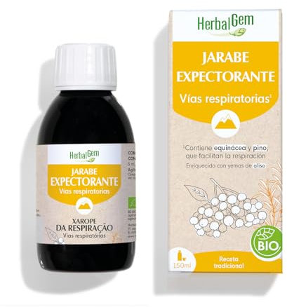 HERBALGEM - Jarabe Expectorante - Confort de las Vías Respiratorias - Enriquecido con Yemas - Contiene Equinácea - Receta Tradicional - Certificado Ecológico - 150 ml
