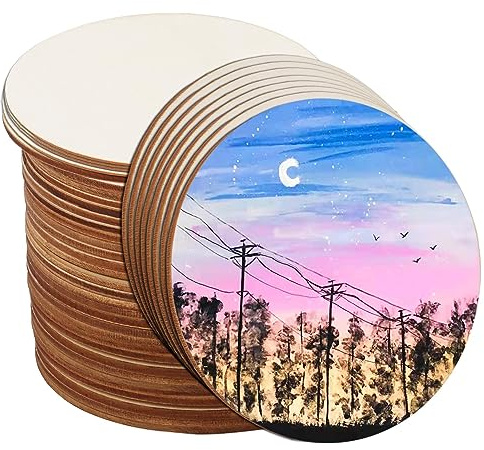 Dischi Di Legno, 50 Pezzi Tondi in Legno non Finito, 10x10cm, Dischi rotondi in legno grezzo, Rotondi Per La Decorazione Sottobicchieri Artigianato Pittura Fai Da Te, Artigianato