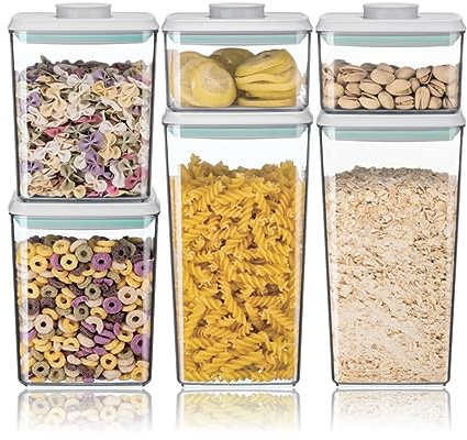 Ankou Airtight Food Storage Container Sets with Lids 6Pcs Pop Containers for Kitchen Pantry Organization BPA-Free Stackable Kitchen Storage Containers for Cereal Flour Sugar (0.5, 1.2, 1.8qt)*2