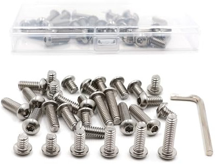 30 Stück 1/4 Zoll Innensechskant Head Schraube mit Schraubenschlüssel, Stecker Einfädeln, Adapter für Kamera Stativ Rig Käfig Grundplatte in Plastikbox