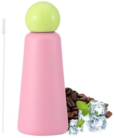 EQARD Borraccia Termica Bambini Adulti 500ml Borracce Termiche 360° Coperchio Prova di Perdite Tazza Caffè Acciaio Inox con Coperchi Spazzola Mantieni Caldo 12h/Freddo 24h Senza BPA (Rosa Chiaro)