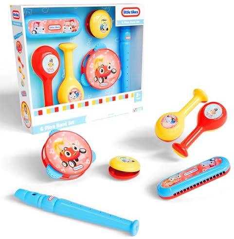 Little Tikes Toddler Musical Instrument Set, 6 Piece, Age 2+ | Maracas, Flute, Harmonica & Tambourine, Kids Drum Set, Early Learning & Motor Skills, Baby Boys & Girls