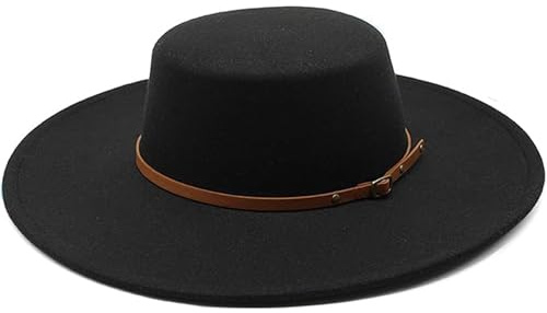 Women Fashion Felt Church Hats Classic British Style 9.5CM Wide Brim Top Fedora Hat Wedding Dress Up Jazz Cap