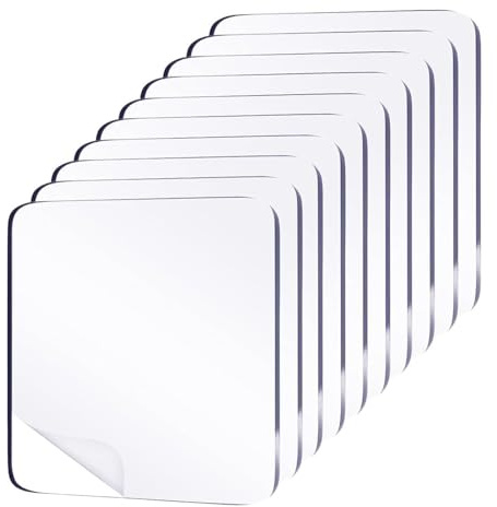 Clear Double Sided Adhesive Pads, 10pcs Super Strong Heavy Duty Waterproof Sticky Pads, Washable, Reusable Nano Gel Adhesive for Mounting, Hanging, DIY Crafts, Ideal for Home, Office, Walls