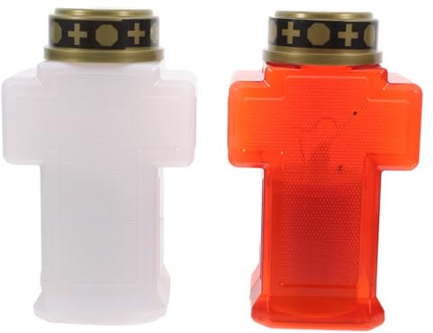 OUNONA 2pezzi Lanterna Commemorativa Per Cimitero Decorazione Tomba Con Luce Candela Eterna Senza Fiamma Per Sepolcro Ricordo Decorativo Giardino