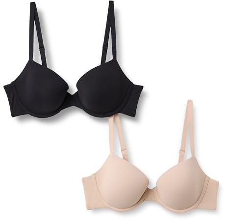 Amazon Essentials Reggiseno a Mezza Coppa in Microfibra Donna, Confezione da 2