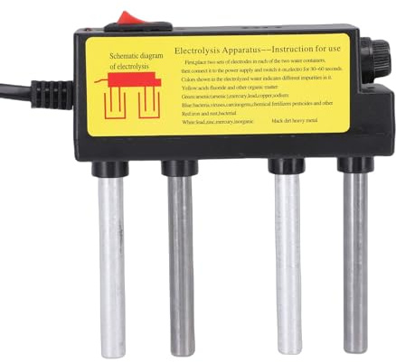 Denash Électrolyseur d'eau, Testeur Rapide de qualité de l'eau TDS PH avec électrodes de Fer et D'aluminium pour Les Tests d'eau Potable Domestique (Prise UE)