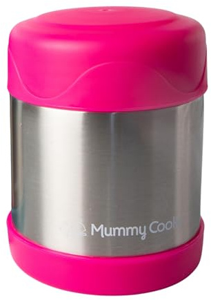 Mummy Cooks - Insulated Children's Food Flask 300ml (Pink) - FREE STICKERS