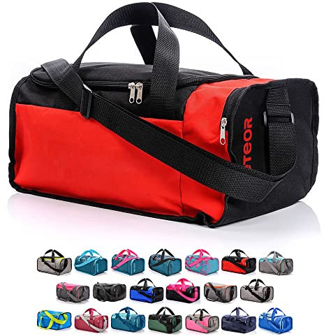 meteor Sporttasche Kinder 20-40L Gym Tasche Herren schwimmtasche Reisetasche Urlaubstasche klein Fitnesstasche Damen Riementasche Kindertaschen Schule-Taschen turntasche Jungen (20 L, Rot/Schwarz)
