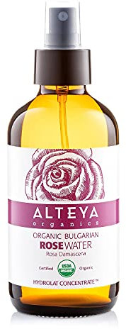 Alteya Bio Rosenwasser Spray in Glasflasche 240 ml- 100% USDA Organic-zertifiziert Rein Natürlich Wasserdampfdestilliertes Blütenwasser aus Damaszener Rosen, Direktverkauf vom Alteya Organics