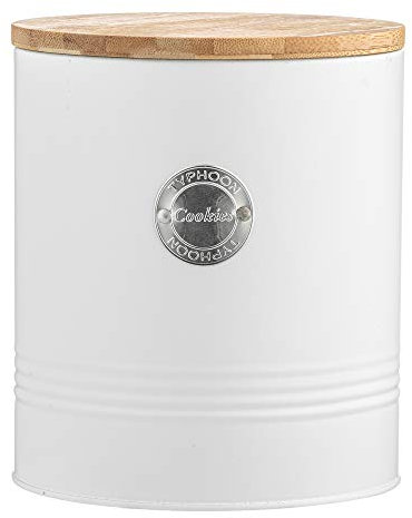 EHC Arctic Round White Cookie Biscuit Storage Container Jar with Airtight Lid, 3.4Litre - White