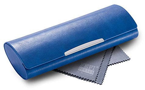 FEFI - Großes Hardcase Brillenetui color mit Chrom-Applikation (Blau)