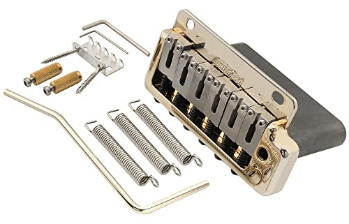 Wilkinson WVP2-SB 54mm 2-Point Tremolo Bridge with Stainless Steel Saddles Steel Block for Japan/Korea Import Strat Electric Guitar, Gold