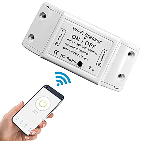 Iriisy Smart Switch Wifi 10A Interruttore Intelligente Relè Wireless Funziona con Alexa, Google Home, IFTTT Smartphone Android IOS, Telecomando e Controllo Vocale, Funzione Timer