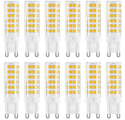 Yosenmi G9 LED Bulb 7W, 60W G9 Halogen Bulb Equivalent, 650LM, AC 100V-240V, Daylight White 6000K, Non-Dimmable G9 Bulbs for Home Lighting, 12-Pack
