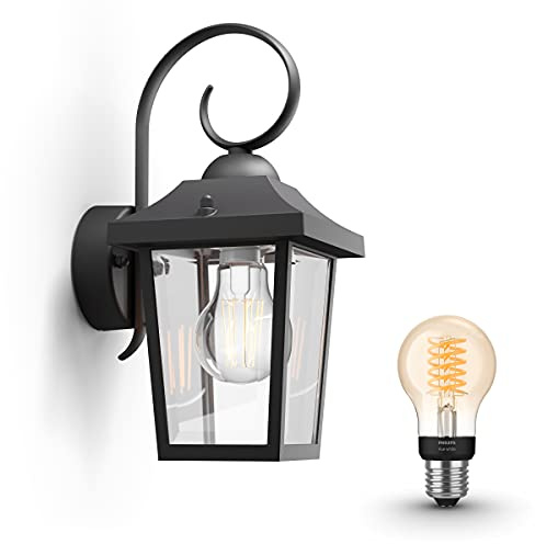 Philips Hue Buzzard Wandlampe Außen (Schwarz) - Außenleuchte - E27 - Warmweißes Licht - Hue White Filament