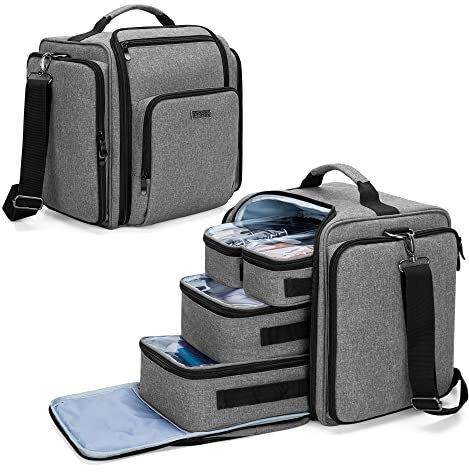 BAFASO Reisetasche für Make Up, Kosmetiktasche für Kosmetika und Beauty Zubehör, Make Up Organizer Tasche für Damen, Maskenbildner, Stilist, OHNE ZUBEHÖR , Grau