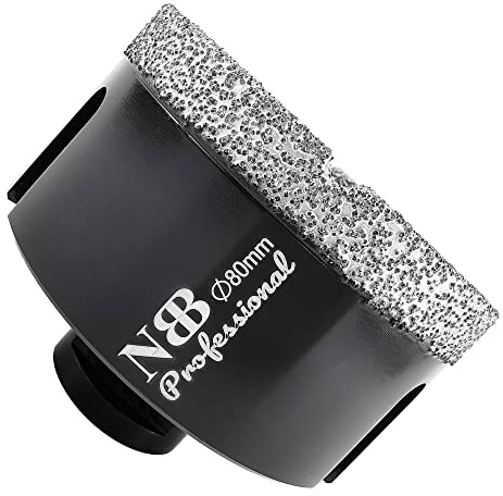 NBB Punta a tazza diamantata con M14, per foratura professionale a secco o ad umido su porcellana dura, ceramica, piastrelle, granito, marmo, veloce, durevole, per smerigliatrice angolare (80mm)