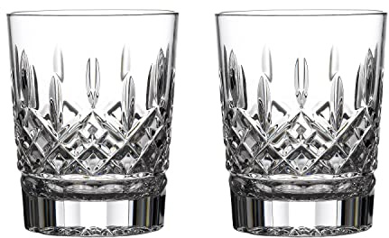 Waterford Crystal Lismore Double Old Fashioned Cut Glass Tumblers Set of 2 A