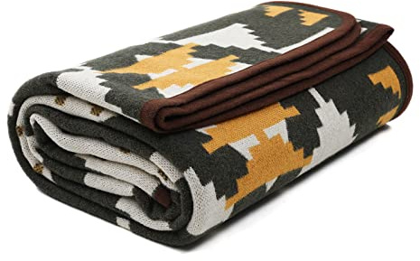 Acushla 200.7x160 cm, 1.7 kg, Überwurfdecke, Wolldecke, warme Reisedecke, Strickdecke, dekorativer Überwurf, Decken für Sofa, Stuhl, Couch, Bett, Wohnzimmer, Camping, alle Jahreszeiten geeignet ww203