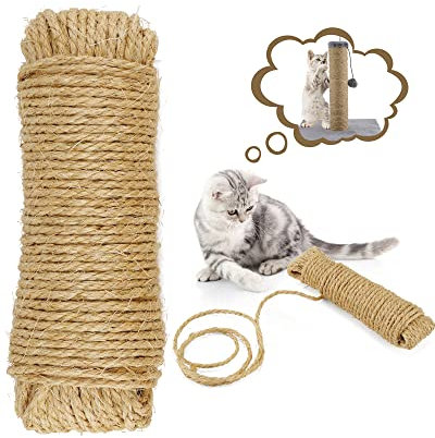 HAPPY HACHI Corda Tiragraffi per Gatti, Spessa 6 mm(20m) Corda Sisal per Gatti, per Riparazione e Sostituzione di Gatto Scratching Pilastro,Albero per Gatti, Vaso da Fiori da Giardino