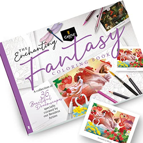 Castle Arts Fantasy-Malbuch, 36 fantastische Traumlandschaften, kuratiert von hauseigenen Künstlern, um Sie zu entspannen, mit Farbreferenzanleitung (evtl. nicht in deutscher Sprache), kein sichtbares