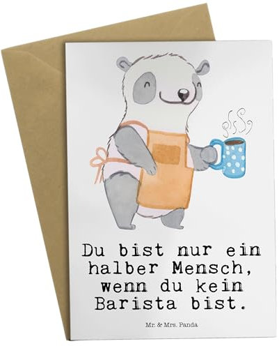 Mr. & Mrs. Panda Beileidskarte Barista Herz - Geschenk, weihnachtskarten, Kaffee, Ausbildung, hochzeitskarten, einladungskarten, Grußkarten, Klappkarte